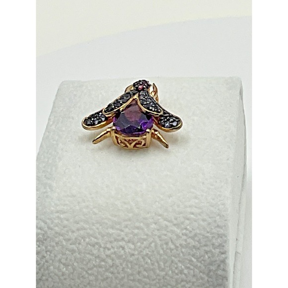 Artisan 14K Gold Amethyst Bee Pendant Handcrafted by Made in Alaska - Picture 4 of 5